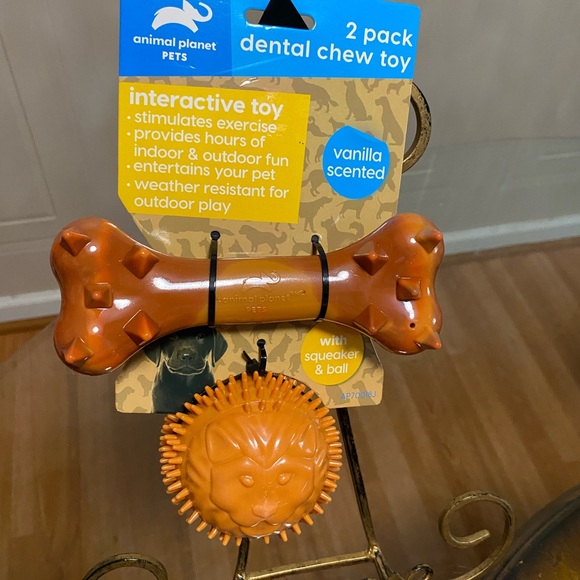 Animal Planet Set Of 2 Interactive Ball 3” & Bone 6” Dog You With Squeaker - Picture 3 of 5